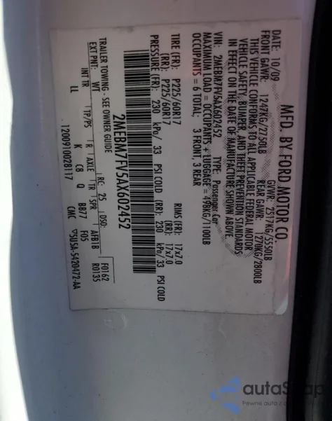 2010 Mercury Grand Marquis Ls из США, поврежденный, VIN 2MEBM7FV5AX602452